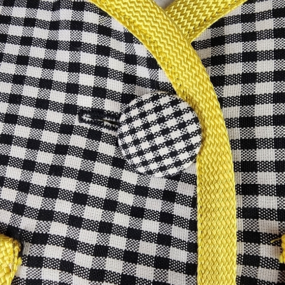 Vintage 60s Gingham Button Front Mini Dress Jacket Black White  Size Medium - Picture 8 of 15